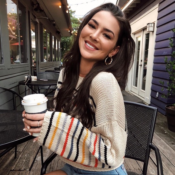 NWT Stripe Scoop Neck Knit Sweater - Picture 7 of 8